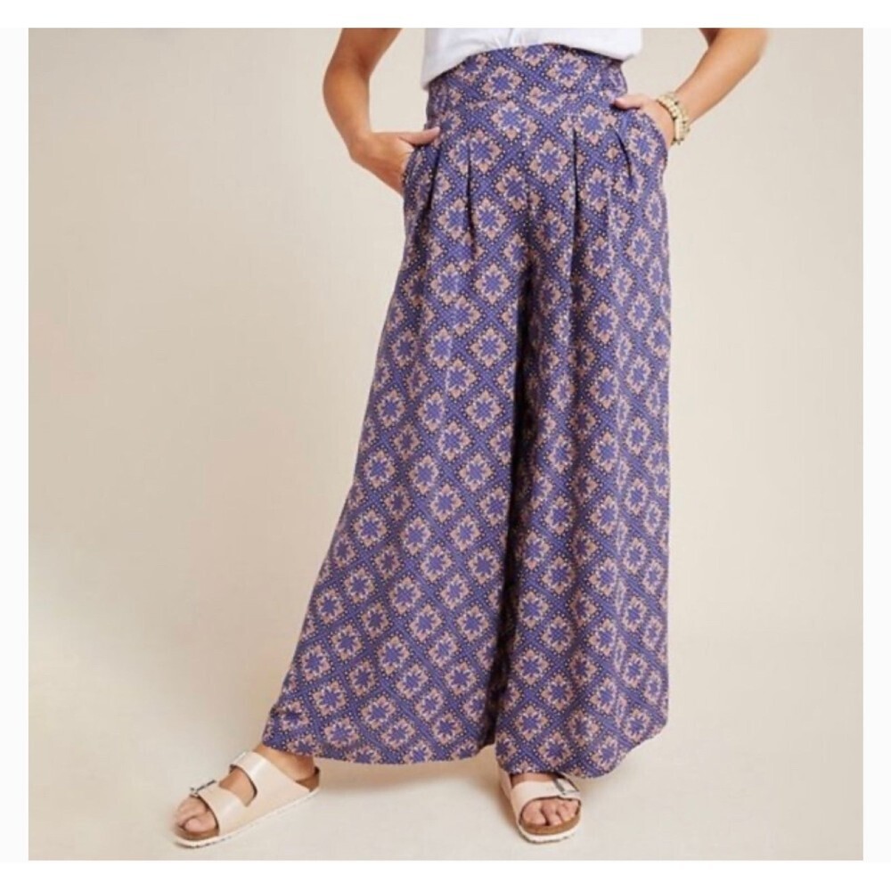 Maeve NWT Purple Terrace Floral Wide Leg Pants 2